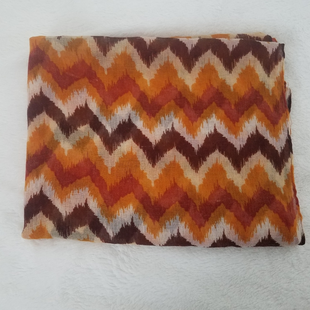 Orange Brown & Fuchsia Chevron Circle Scarf - Picture 2 of 3